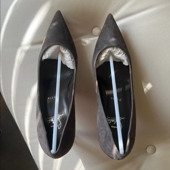 Christian Louboutin Gray Suede and Red Heels, Size 40 (10B) - Picture 11 of 15